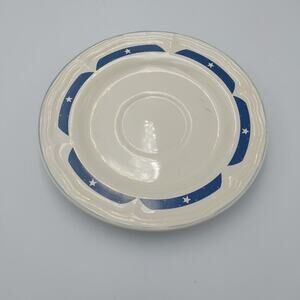 Tienshan Stoneware white & Blue Saucer from‎ the Fantasy Unicorn Set VTG